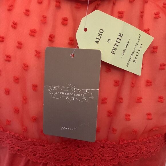Anthropologie orangish red mixed media sleeveless blouse Size XS NWT - Picture 7 of 10